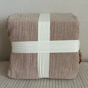NWT King Textured Chambray Cotton Duvet & Sham Set Warm Brown - Casaluna